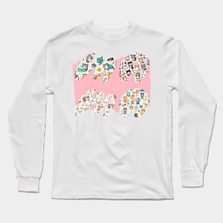 Mama Cat Pattern Long Sleeve T-Shirt